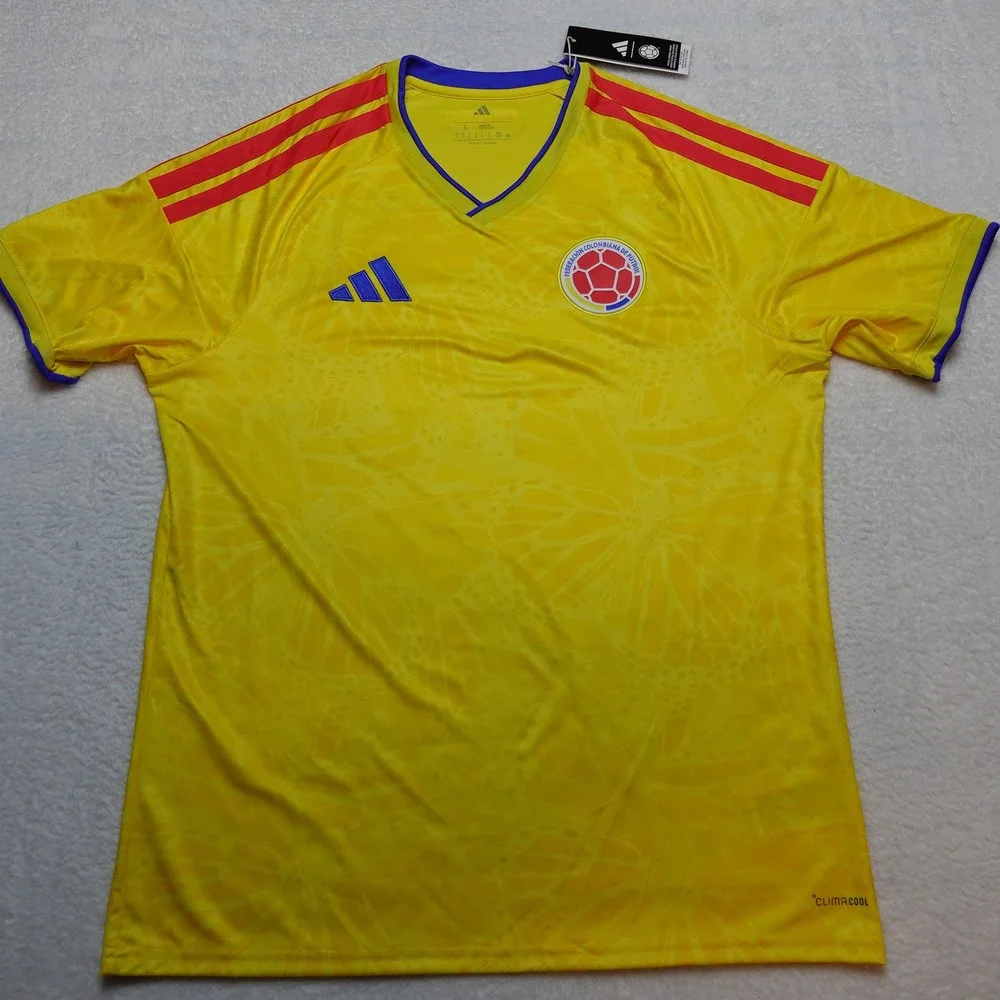Adidas Soccer Jersey Mens L Yellow Colombia Home FCF JL6972 210 ClimaCool